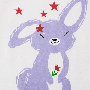Cute cartoon purple rabbit print on white cotton toddler tank top for summer wear