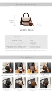 Detail showing mini PU leather saddle bag dimensions 18x14x6cm in four colors