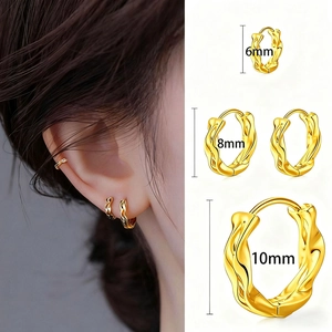 Mobius Twisted Hoop Earrings Copper Double Layer Wave Geometric Huggies Minimalist French Style Jewelry For Women