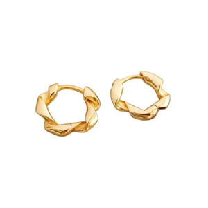 Minimalist gold twisted hoop earrings with elegant geometric mobius design for women
