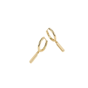 Minimalist gold bar hoop earrings in S925 sterling silver with polished finish for women