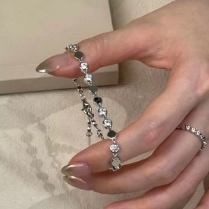 Vintage round diamond bracelet set for women with matching ring on elegant display