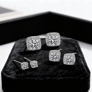 Square Halo Stud Earrings Copper Micro Pave Zircon Shiny Geometric Minimalist Fashion Jewelry For Women Elegant