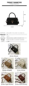 Detailed size specifications and color options for the vintage PU leather crossbody bag