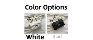 Detailed comparison of white and black quilted chain shoulder bags with metal locks