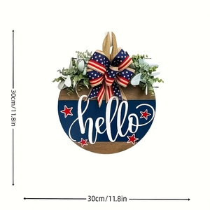 Στεφάνι hello για την Ημέρα Ανεξαρτησίας 30 cm με φιόγκο αμερικανικής σημαίας