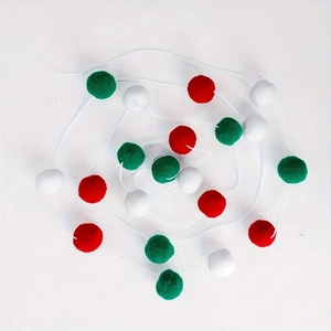 2-meter Christmas pom pom garland with red green and white felt balls for party decor
