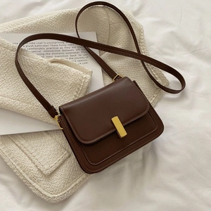 Petit Sac Carré Rétro Pour Femmes En Cuir PU Sac À Bandoulière Avec Boucle En Métal Doré Minimaliste Élégant Quotidien