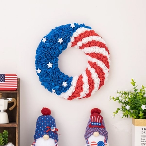 Ghirlanda Del Giorno Dell'Indipendenza Americana Patriottica Rossa Bianca Blu Rosa In Schiuma Decorazione Porta Ornamento