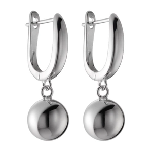 Boucles d'oreilles boules argentées polies avec fermoir à levier en U minimaliste