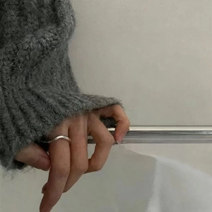 Minimalist Irregular Wave Curve Ring For Women Adjustable Open Geometric Copper Finger Jewelry