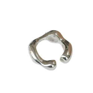 Irregular liquid style molten ring in S925 sterling silver with a glossy finish