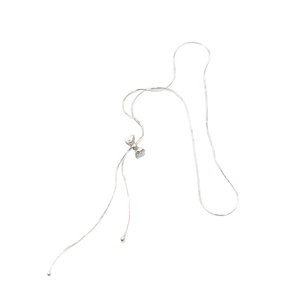 Elegant adjustable silver bow knot pendant necklace with fine snake chain for women