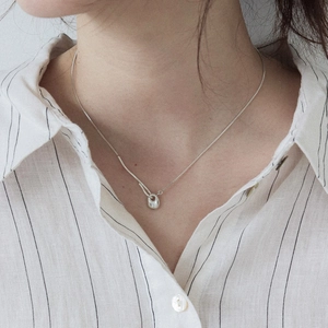 Minimalist silver geometric pendant necklace for women worn on collarbone