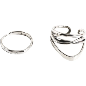 Anello in argento S925 con linee incrociate e design a strati stile industriale donna