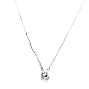 Minimalist geometric scale pendant necklace in silver with high-polish mirror finish