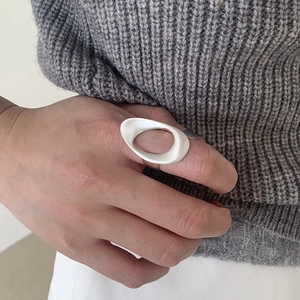 Bague Géométrique Goutte Creuse Argent Mat Cuivre Ajustable Ouverte Irrégulière Bijoux Minimalistes Pour Femmes