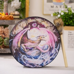 Shaman Drum Dragon Pattern Ethnic Hand Drum And Mallet Plywood Polyester For Meditation Music Healing Spiritual Decor