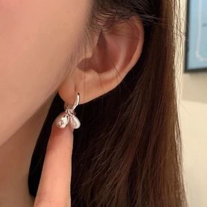Minimalist Copper Hoop Earrings With Water Drop Pendants Polished Metal And Faux Artificial Pearl Elegant Jewelry For Women
