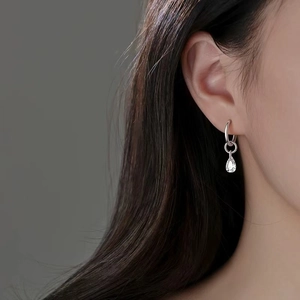 Boucles D'oreilles Créoles Pendentif Zircon Goutte D'eau Cuivre Bijoux Élégants Pour Femmes Quotidien