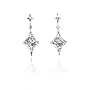 Irregular star zircon stud earrings with silver plating and geometric dangles