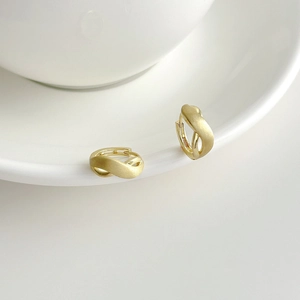 Copper Hoop Earrings Gold Plated Frosted Matte Twisted Hollow Irregular Geometric Minimalist Elegant Jewelry For Women