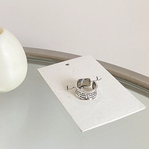 Minimalist S925 sterling silver wide open ring with vintage engraved English poem