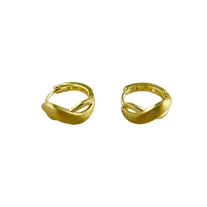 Frosted gold twist earrings with an asymmetric Mobius loop design and polished finish