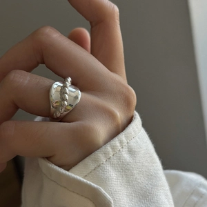 Adjustable Open Copper Ring Twisted Rope Geometric Hollow Out Wide Surface Band For Women Korean Minimalist Jewelry