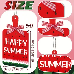 Set de 3 adornos colgantes de madera de sandía para fiestas de verano y decoración de cocina