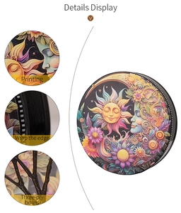 Detail of Shamanic Sun Goddess drum showing the three-ply board texture and wrapped edges