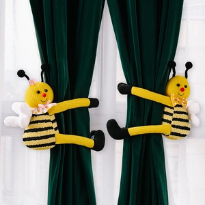 Abrazaderas de Cortina de Abejorro de Punto Lindos Dibujos Animados Hebillas Fijas Decorativas de Ventana de Abeja Accesorios de Decoración del Hogar Tejidos de Poliéster