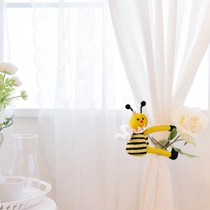 Lindo sujetador de cortina de abeja tejida con rayas amarillas para decoración hogar