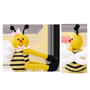 Abrazadera de cortina de abeja tejida a mano con alas y lazo de lunares decorativo