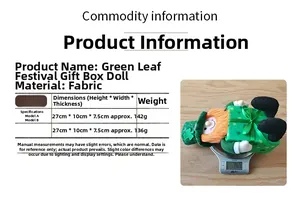 Detailed size chart and weight measurement for St. Patrick's Day gift box doll