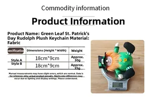 Tableau des tailles des gnomes en tissu pour la Saint-Patrick avec dimensions et poids