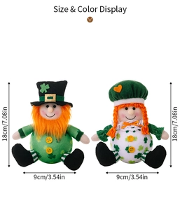 Détails de taille pour nains de la Saint-Patrick en peluche avec trèfles et chapeaux