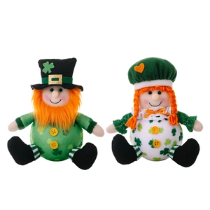 Lot de poupées farfadets en peluche pour la Saint-Patrick avec trèfles et barbes