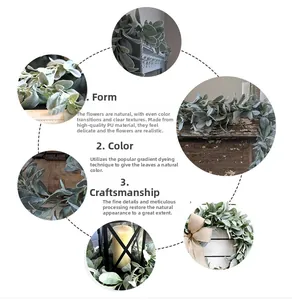 Vue détaillée de vigne d'oreille d'agneau artificielle givrée en texture PU