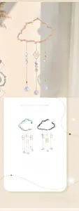 Detailed view of handmade suncatcher with crystal stones and multifaceted prism pendants