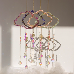 Cloud crystal suncatcher with colorful crushed stones and prism ball rainbow maker