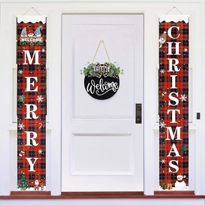 Ensemble panneau de bienvenue de Noël avec plaque noire et bannières Merry Christmas