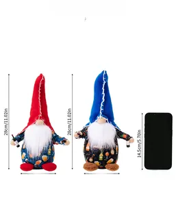 Detail view of 28cm patriotic gnomes with wine accessories and size reference