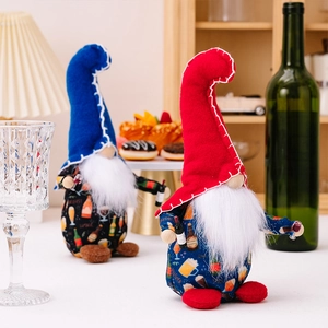 Macro detail of handmade gnomes with wine accessories for Independence Day celebration