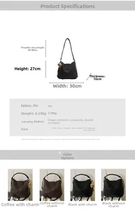 Size chart showing large tote bag dimensions 30x27x10cm and multi-way carry options