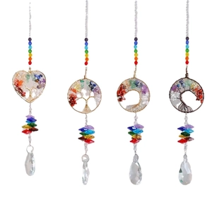 Décoration murale arbre de vie en cristal sept chakras avec pierres précieuses et perles