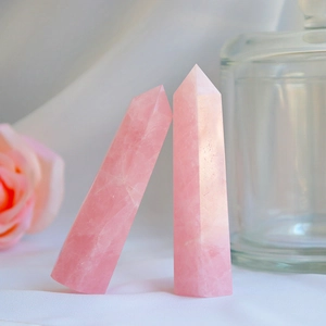 Natural rose quartz crystal points set for home decor and spiritual healing energy
