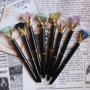 Stylo À Bille En Pierre Naturelle Brute Décoratif En Cristal Outil D'Écriture Encre Noire Créatif Bureau École Papeterie Cadeau Nouveauté