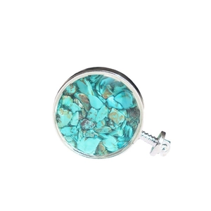 Wensfles sleutelhanger met natuurlijke turquoise stenen en zilveren metalen schroefsluiting