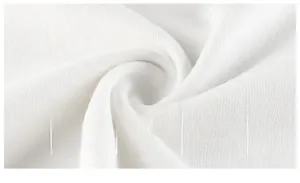 Close-up of soft white cotton fabric texture for long sleeve girl's t-shirt